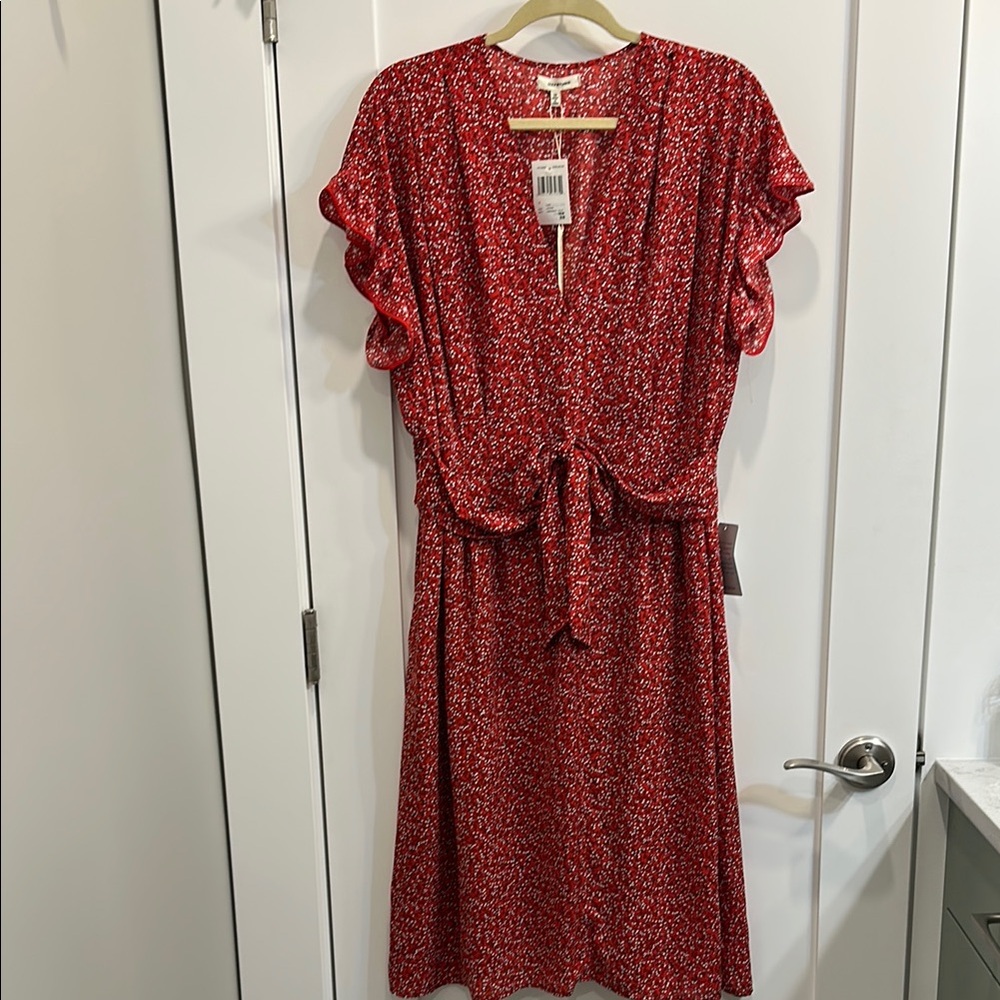 Floral Red Dress with POCKETS!